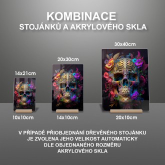 Akrylové sklo Zdobená lebka v kvetoch