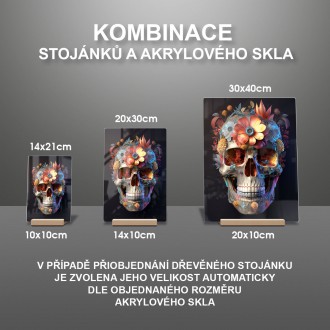 Akrylové sklo Zdobená lebka v kvetoch 4