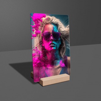 Akrylové sklo Dievča vo farebnom poprašku