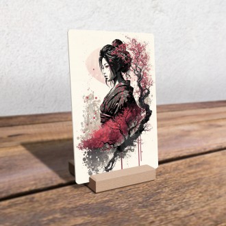 Akrylové sklo Japonské dievča so sakurami
