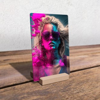 Akrylové sklo Dievča vo farebnom poprašku