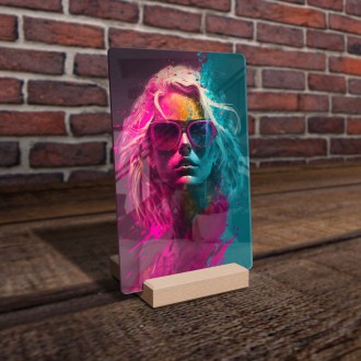 Akrylové sklo Dievča vo farebnom poprašku 3