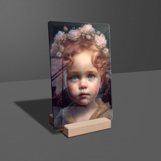 Akrylové sklo Dievčatko s kvetmi vo vlasoch