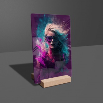 Akrylové sklo Dievča vo farebnom poprašku 2