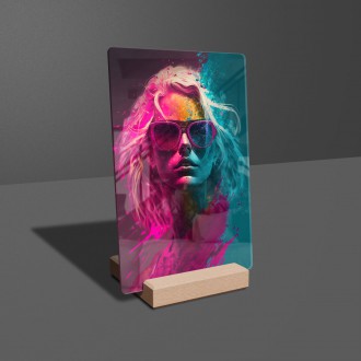 Akrylové sklo Dievča vo farebnom poprašku 3