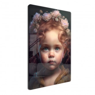 Akrylové sklo Dievčatko s kvetmi vo vlasoch