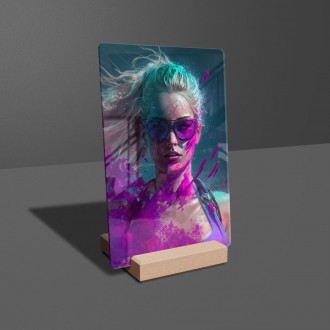 Akrylové sklo Dievča vo farebnom poprašku 1