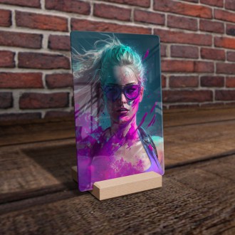 Akrylové sklo Dievča vo farebnom poprašku 1