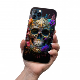 Kryt na mobil Zdobená lebka v kvetoch 2
