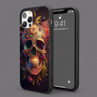 Kryt na mobil Zdobená lebka v kvetoch 3