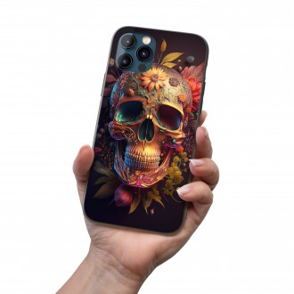 Kryt na mobil Zdobená lebka v kvetoch 3