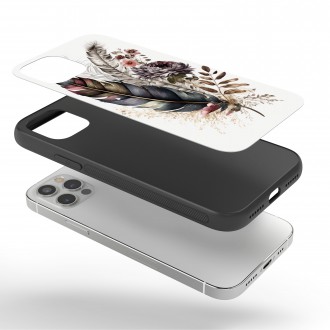 Kryt na mobil Koláž kvetov a peria 4