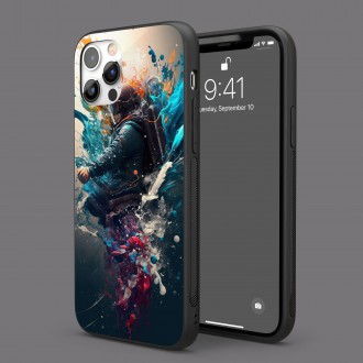 Kryt na mobil Muž v helme vo víre farieb