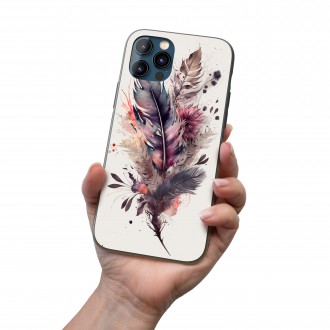 Kryt na mobil Koláž kvetov a peria 5