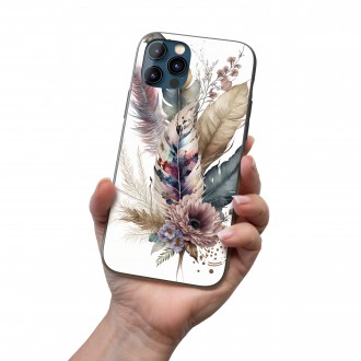 Kryt na mobil Koláž kvetov a peria 3