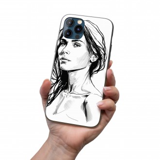 Kryt na mobil Maľba ceruzkou - žena 1