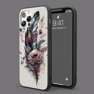 Kryt na mobil Koláž kvetov a peria