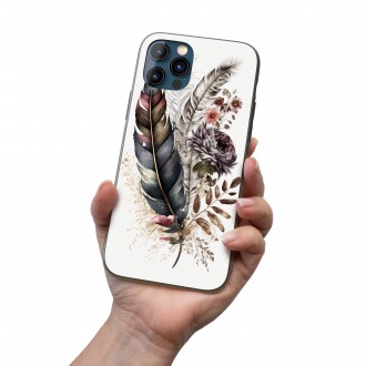 Kryt na mobil Koláž kvetov a peria 4