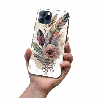 Kryt na mobil Koláž kvetov a peria 1