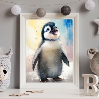 Akvarelový tučniak