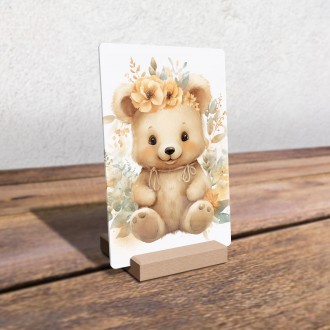 Akrylové sklo Mláďa medveďa v kvetoch