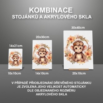 Akrylové sklo Mláďa opičky v kvetoch