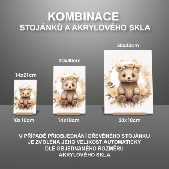 Akrylové sklo Mláďa grizzlyho v kvetoch
