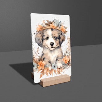 Akrylové sklo Mláďa psa v kvetoch