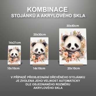 Akrylové sklo Mláďa pandy v kvetoch