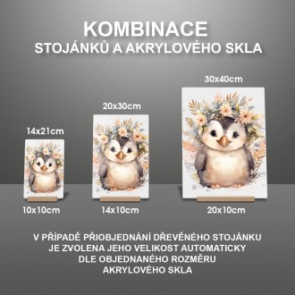 Akrylové sklo Mláďa tučniaka v kvetoch