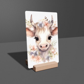 Akrylové sklo Mláďa kravy v kvetoch