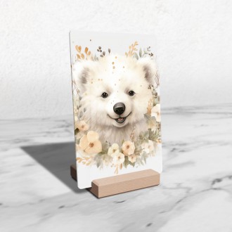 Akrylové sklo Mláďa ľadového medveďa v kvetoch