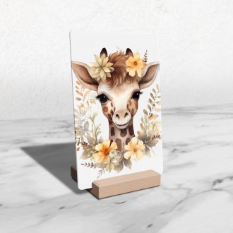 Akrylové sklo Mláďa žirafy v kvetoch