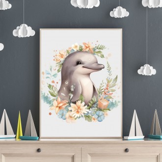 Mláďa delfína v kvetoch