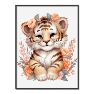 Mláďa tigra v kvetoch