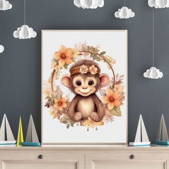 Mláďa opičky v kvetoch