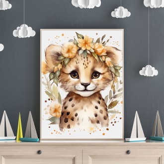 Mláďa leoparda v kvetoch