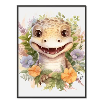 Mláďa krokodíla v kvetoch