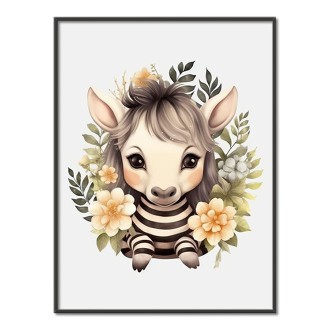 Mláďa zebry v kvetoch