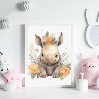 Mláďa nosorožca v kvetoch
