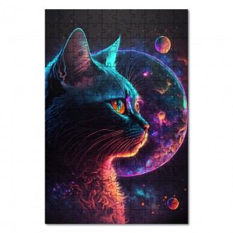 Drevené puzzle Mačka z temného vesmíru