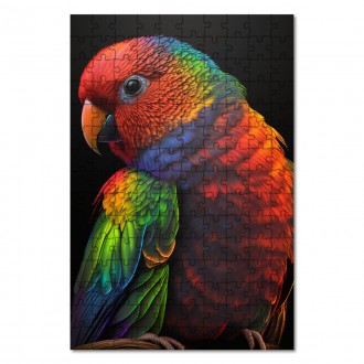Drevené puzzle Farebný papagáj