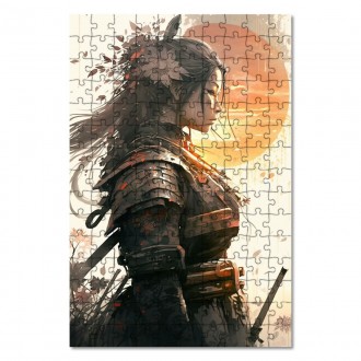 Drevené puzzle Žena samuraj