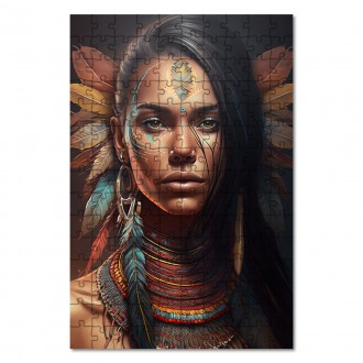 Drevené puzzle Žena indiánka 2
