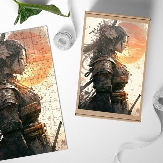 Drevené puzzle Žena samuraj