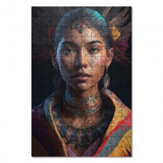 Drevené puzzle Žena indiánka