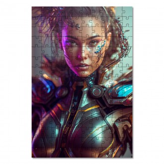 Drevené puzzle Žena kyborg 3