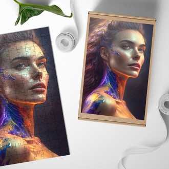 Drevené puzzle Atraktívna žena
