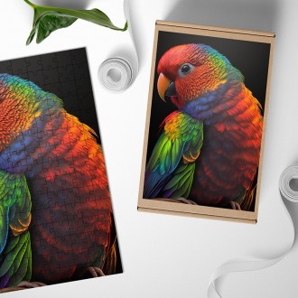Drevené puzzle Farebný papagáj