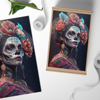 Drevené puzzle Día de Muertos žena 3